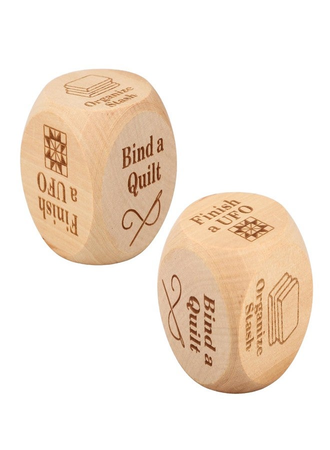 Sinbana 2pcs Quilter’s Dice, Wooden Fun Knitting Dice with 6 Knitting Tasks Creative Quilters Decision Tools for Sewing and Crafting - Image 1
